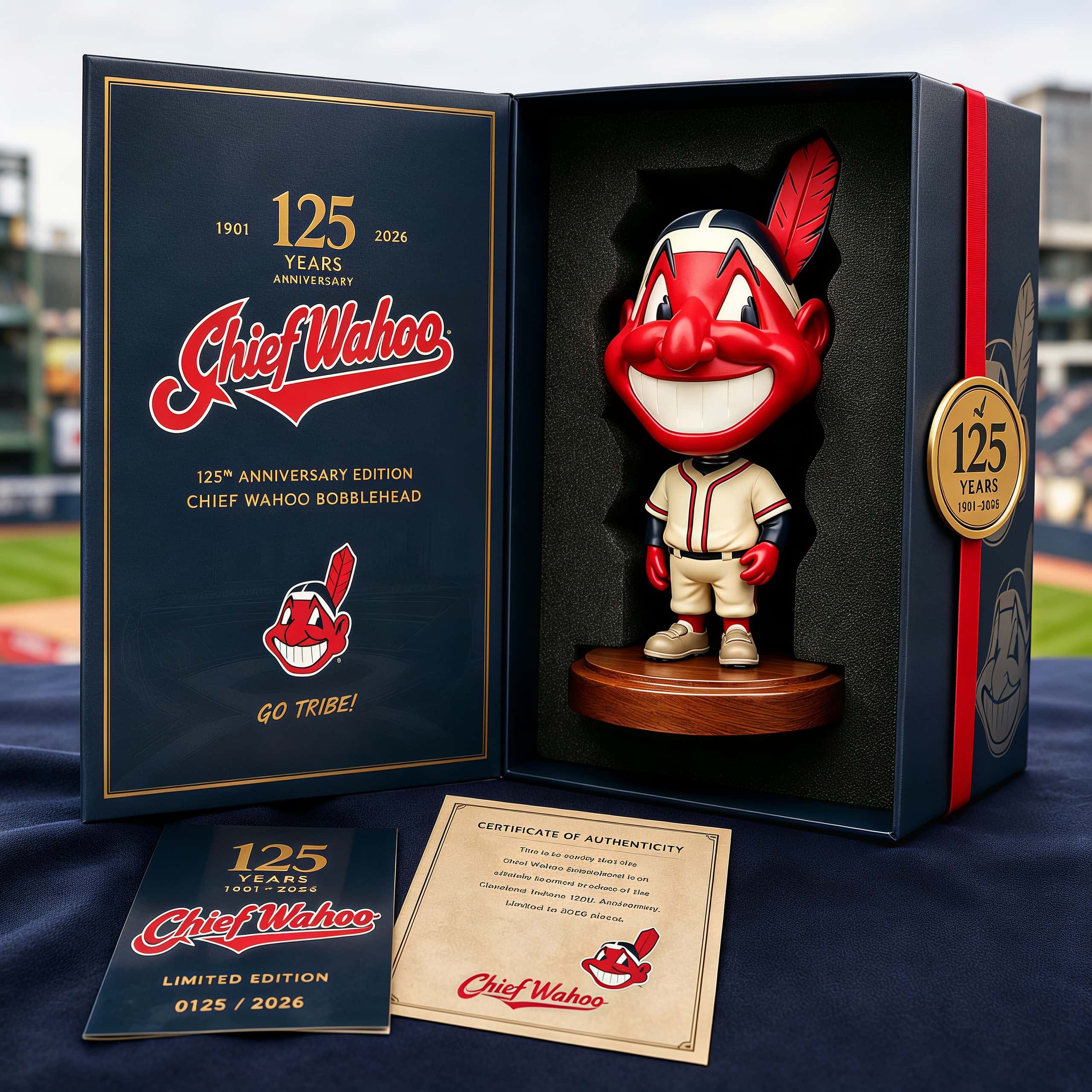 Let's Go Tribe! 125th Anniversary Chief  Wahoo Bobbing Doll