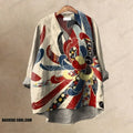 Women's Creative Colorful Flower Pattern Printed Casual V-neck Blouse