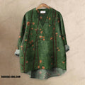 Women's Flower Vintage Printed Casual V-neck Blouse