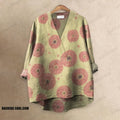 Retro Dandelion Art Printed Casual V-neck Blouse