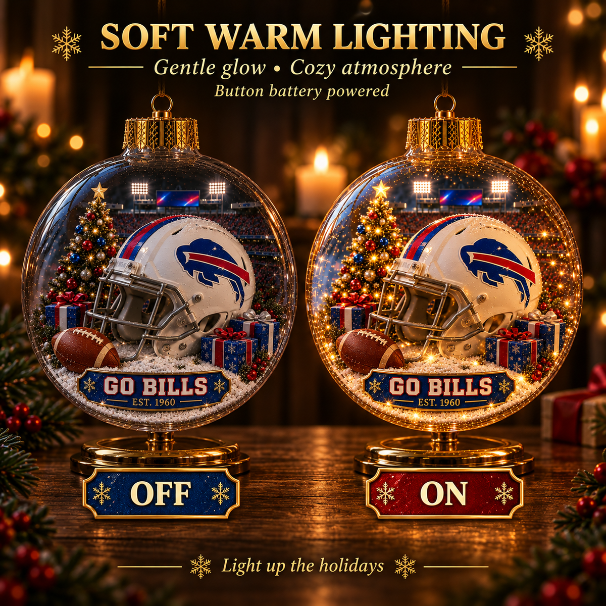 🏈🎄 Light-Up Football Team Christmas Ornament