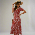 DALISAY™ -  Plus Size V-Neck Flounce Sleeve Summer Dress