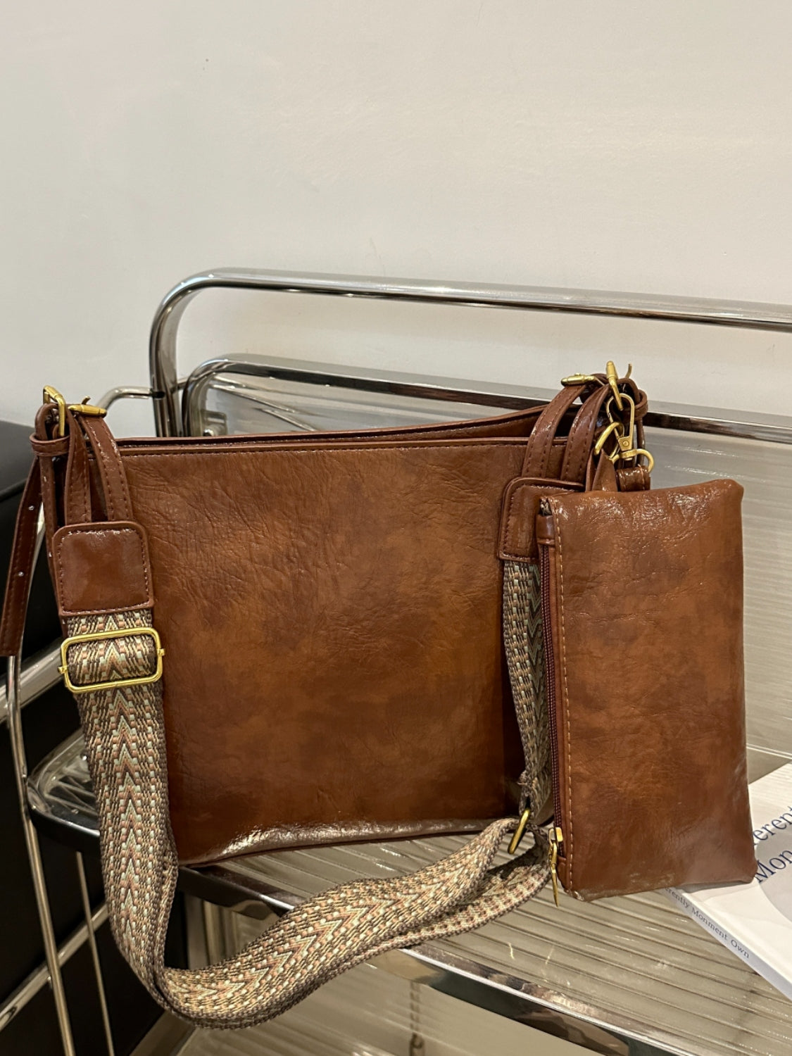 PU Leather Bag - Adjustable Strap Crossbody Bag with Pouch