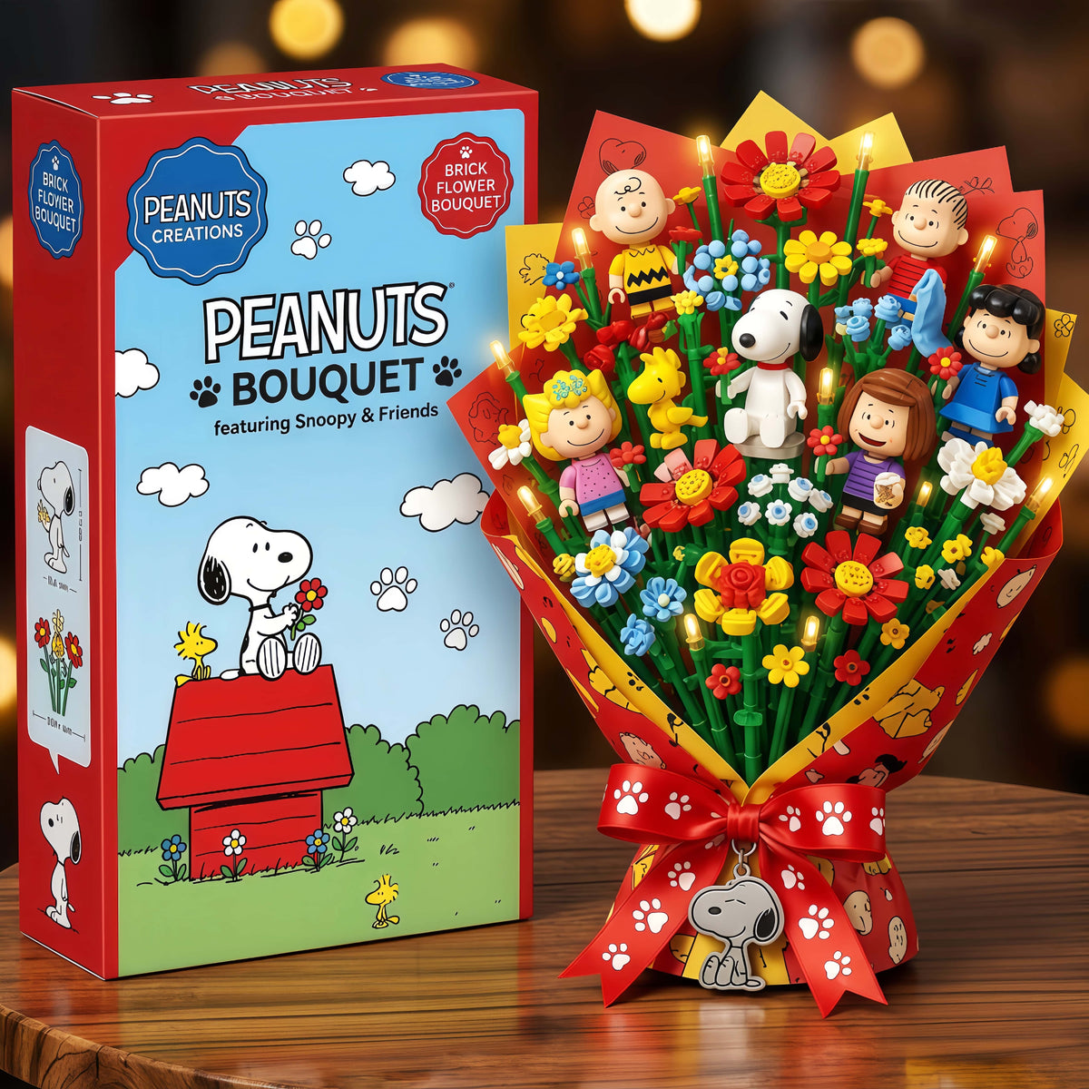 Peanuts Snoopy and Friends Building Block Flower Bouquet Set