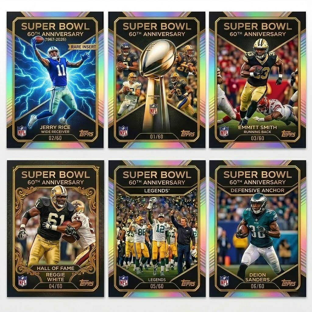 🏈NFL Super Bowl 60th Anniversary Topps TCG Cards! | Limited Edition 2026
