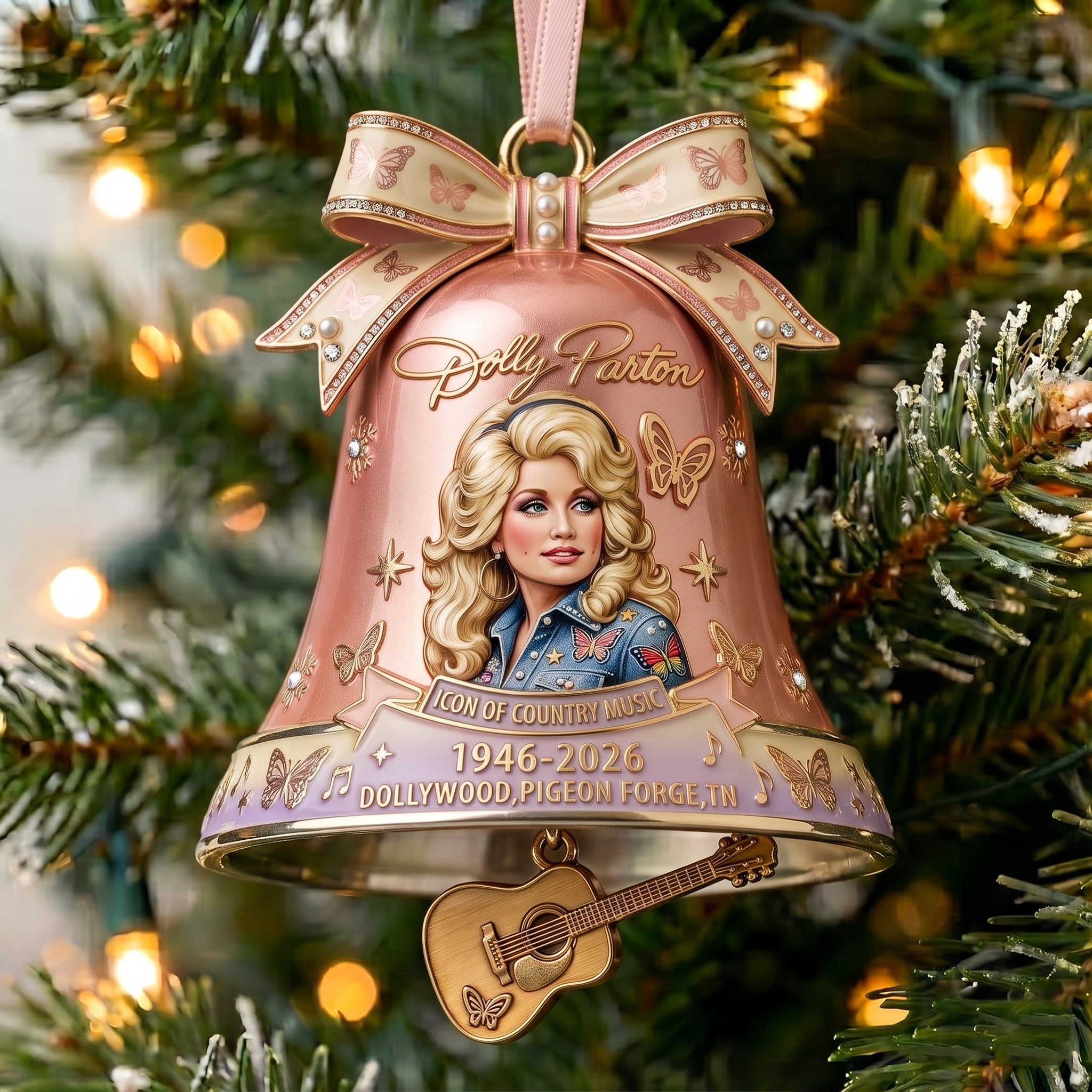 Commemorating the Queen of Country Music Christmas Bell Ornament