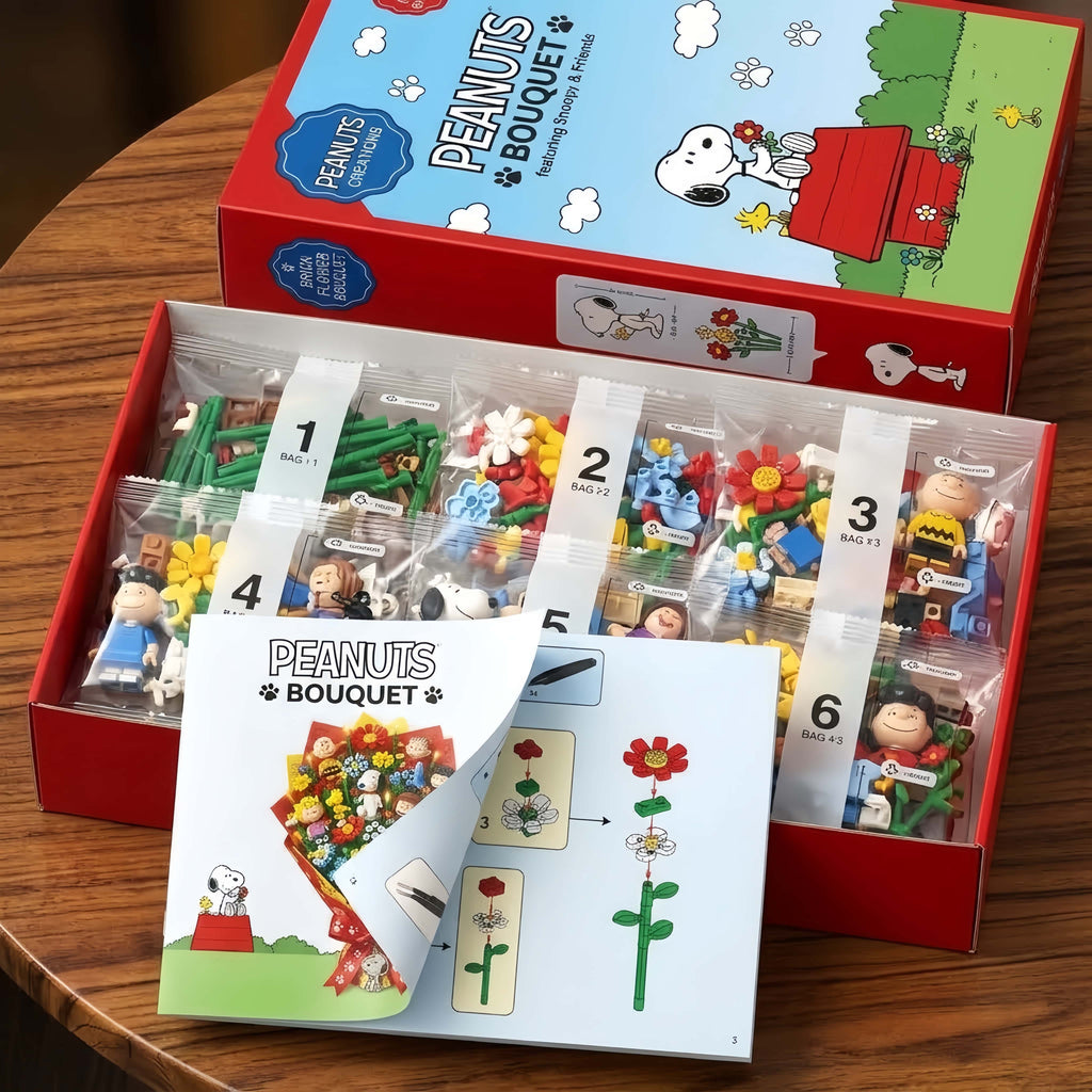 Peanuts Snoopy and Friends Building Block Flower Bouquet Set