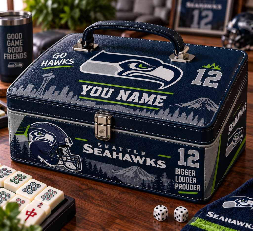 Seattle Seahawks Personalized Mahjong Storage Box
