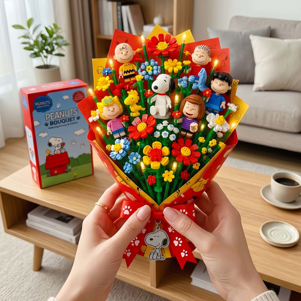 Peanuts Snoopy and Friends Building Block Flower Bouquet Set