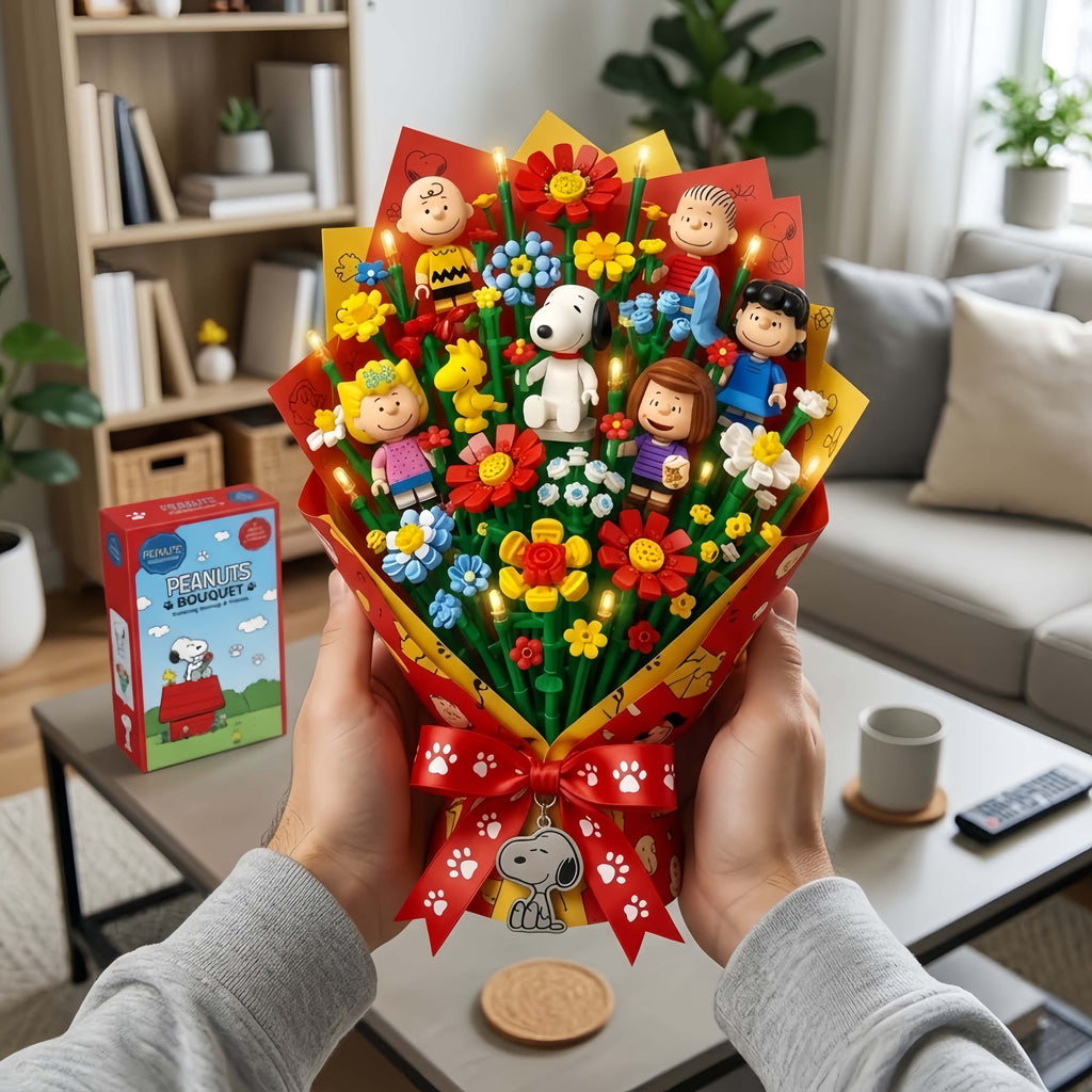 Peanuts Snoopy and Friends Building Block Flower Bouquet Set